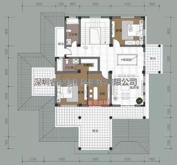 五套鄉(xiāng)間別墅小戶型，2層5臥室?guī)к噹?kù)，超級(jí)經(jīng)濟(jì)實(shí)惠（帶設(shè)計(jì)圖）(圖6)